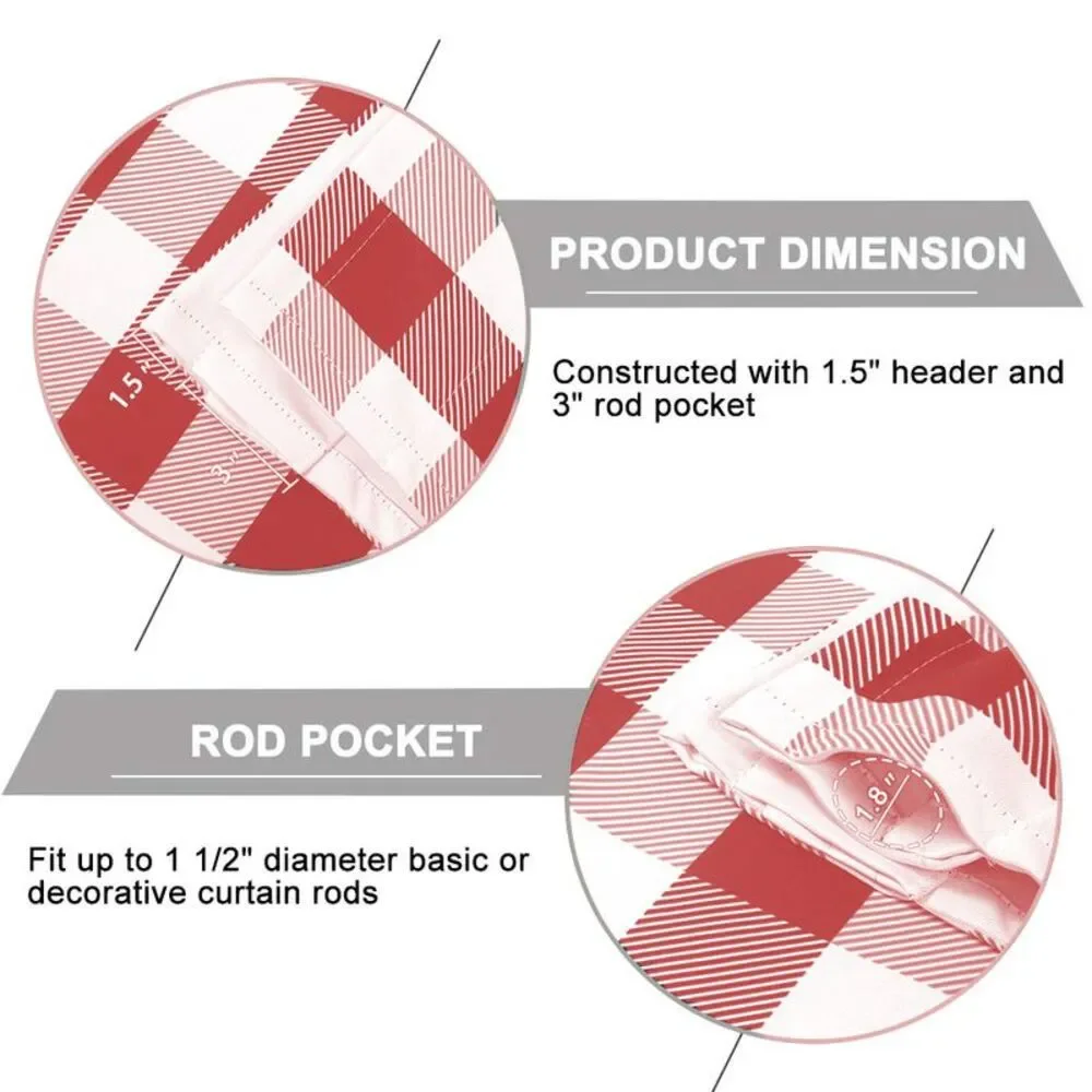 Woven Trends Farmhouse Curtains Kitchen Decor, Buffalo Plaid Gathered Swags,
